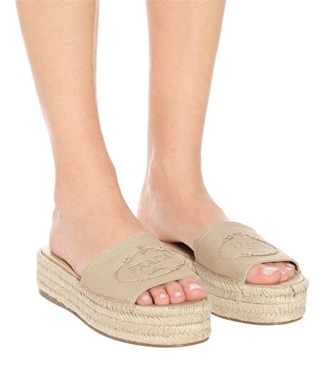 prada canvas espadrille slides|Women's Prada Espadrille Sandals .